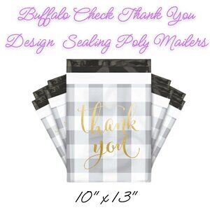 Buffalo Check Thank You Design Sealing Poly Mailers ~ Qty 20 ~ Size 10x13